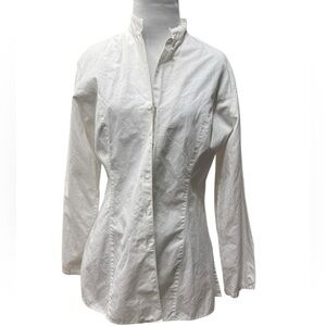 Banana Republic white cotton button-up long-sleeve shirt, Sz 10